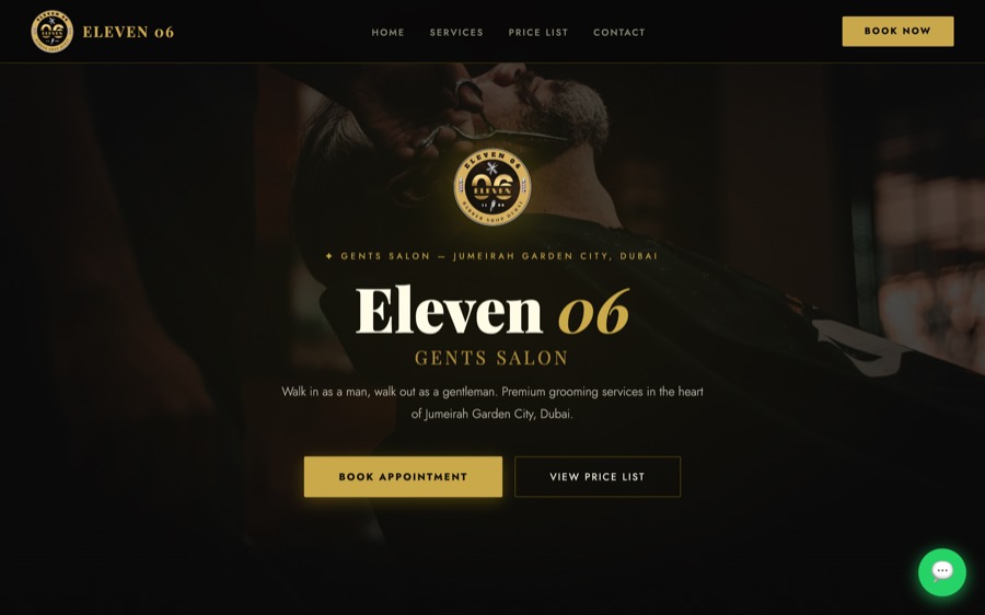Eleven 06 Gents Salon website
